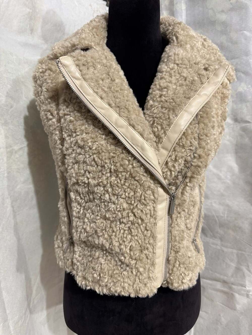 Anthropologie Faux Fur Moto Vest Size XS